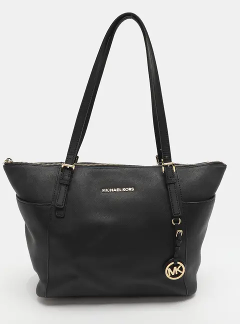 MICHAEL Michael Kors Jet Set Large Navy Blue Leather Zip Tote