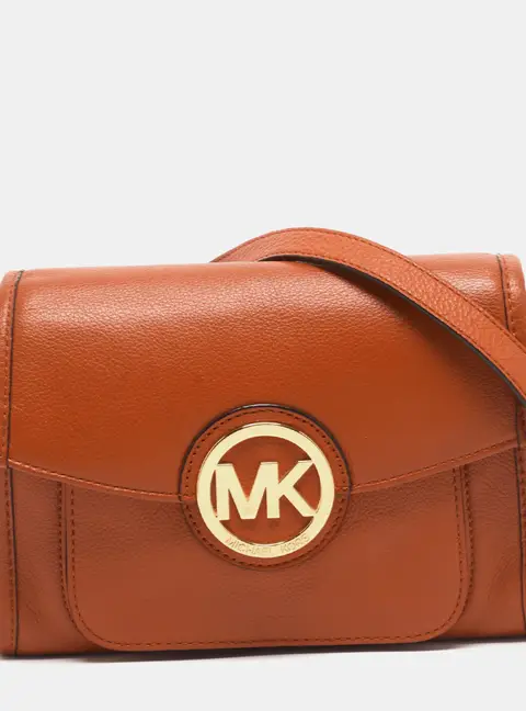 MICHAEL Michael Kors Margo Orange Leather Flap Shoulder Bag