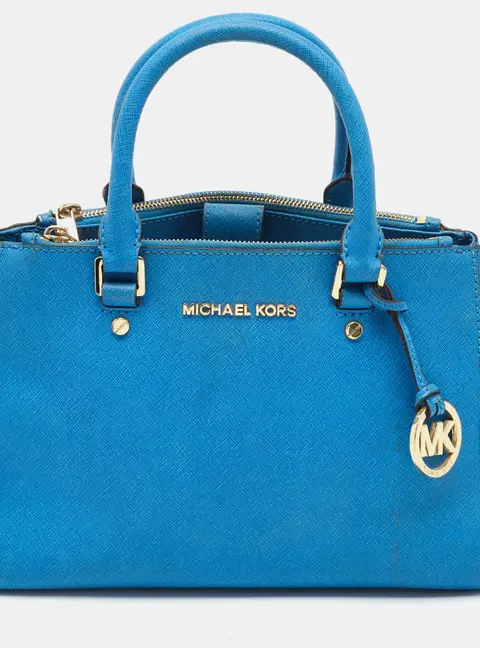 MICHAEL Michael Kors Sutton Small Blue Saffiano Leather Satchel