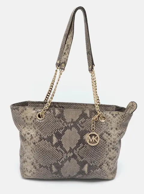 MICHAEL Michael Kors Grey/Black Python Embossed Leather Tote