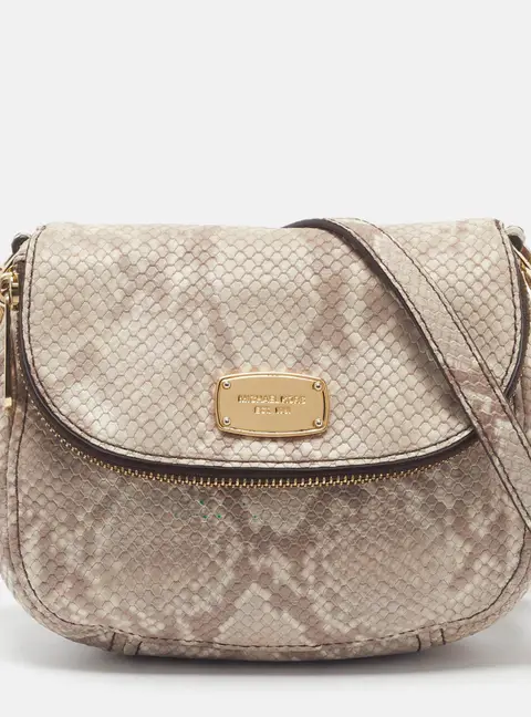 MICHAEL Michael Kors Bedford Beige Python Embossed Leather Crossbody Bag