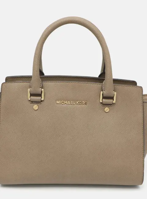 MICHAEL Michael Kors Selma Medium Taupe Saffiano Leather Satchel