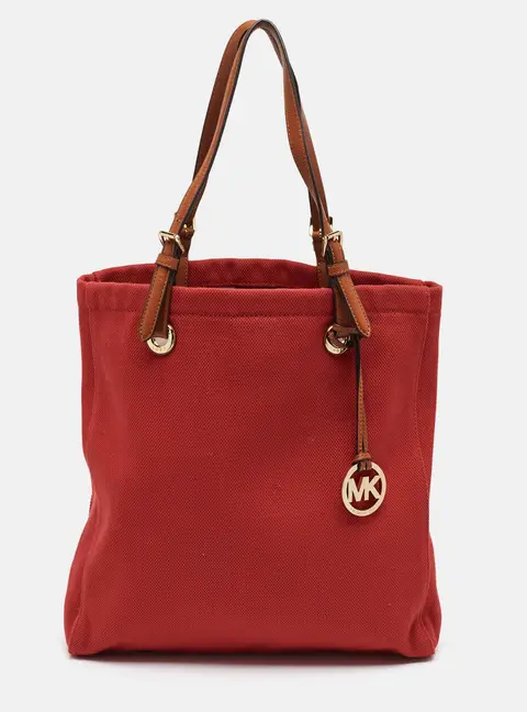MICHAEL Michael Kors Jet Set North South Red Canvas Tote