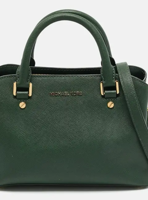 MICHAEL Michael Kors Savannah Small Green Saffiano Leather Satchel