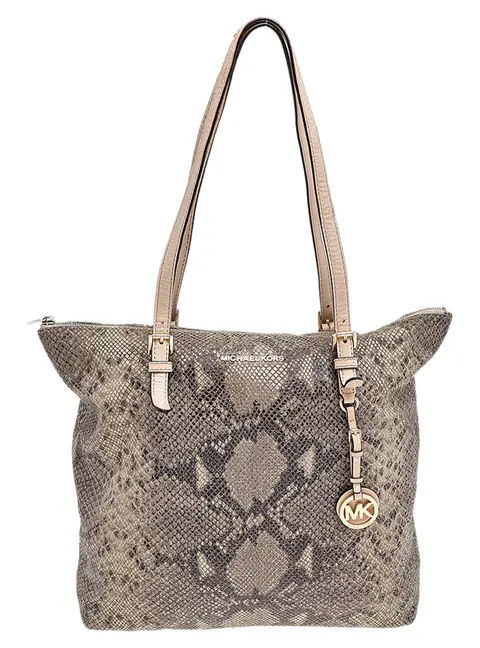 MICHAEL Michael Kors Green Python Effect Leather and Snakeskin Embossed Leather Tote Bag