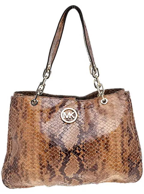 MICHAEL Michael Kors Brown Python Embossed Leather Tote Bag