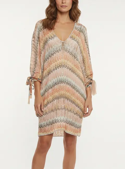 Missoni Mare Multicolour Chevron Knit V-Neck Sheer Cover-Up M