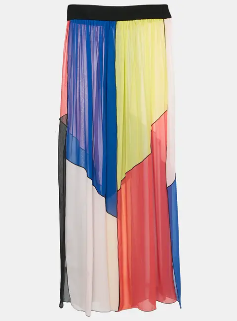Missoni Mare Multicolor Panel Detail Chiffon Asymmetric Cover-Up Skirt S