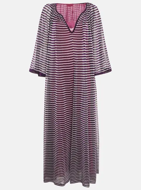 Missoni Purple Stripe Lurex Silk Knit Maxi Dress M