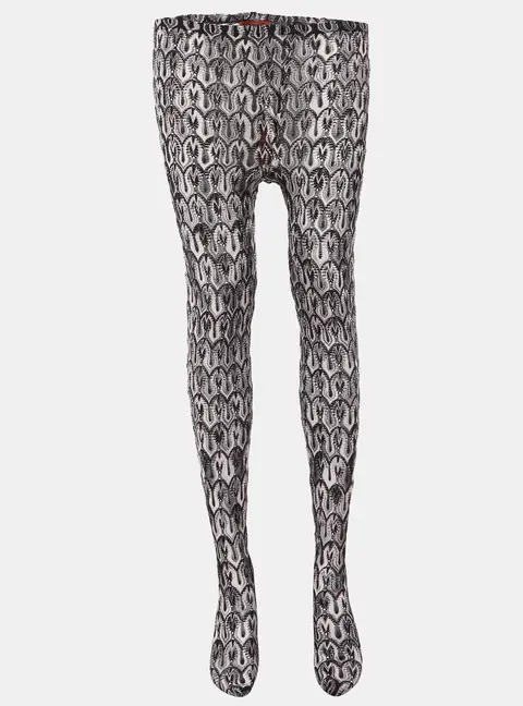 Missoni Black Patterned Lurex Knit Stockings XS