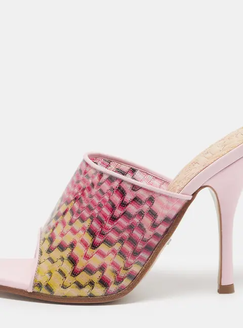 Missoni Size 36 Zigzag Multicolor PVC and Leather Trim Slide Sandals