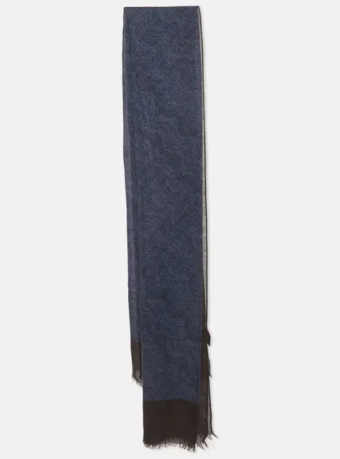 Missoni Blue/Black Printed Silk & Wool Scarf