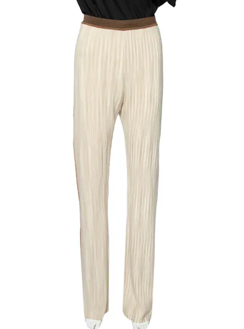 Missoni Beige Wool Side Stripe Detail Flared Leg Pants L