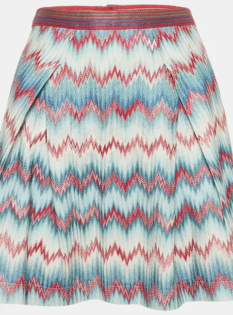 Missoni Blue Chevron Pattern Knit Mini Skirt S