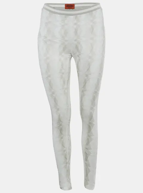 Missoni White Patterned Rib Knit Waist Band Leggings M