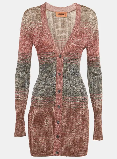 Missoni Brown Lurex Rib Knit Cardigan S