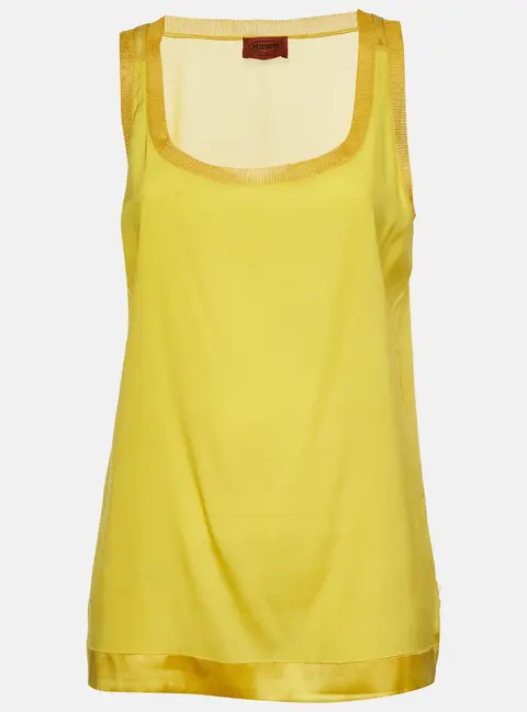 Missoni Yellow Satin & Crepe Tank Top M