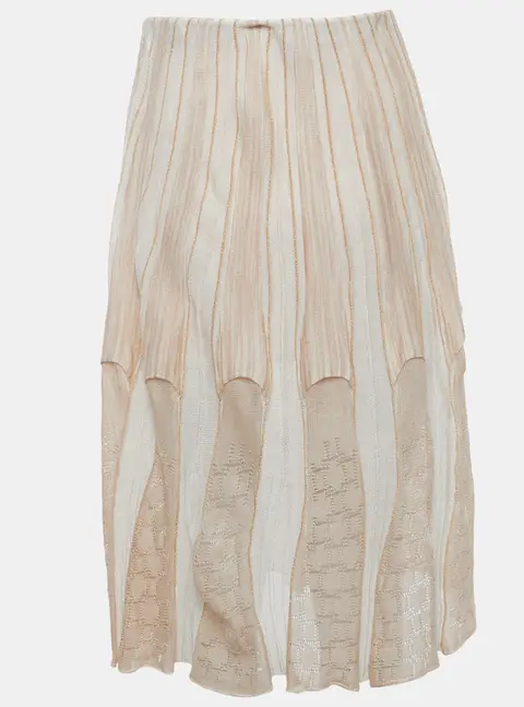 Missoni Beige Stretch Knit Flared Midi Skirt M