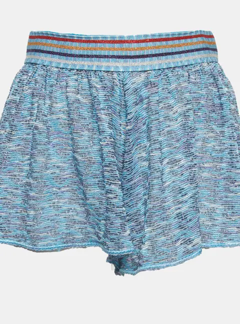 Missoni Mare Blue Lurex Knit Sheer Shorts M