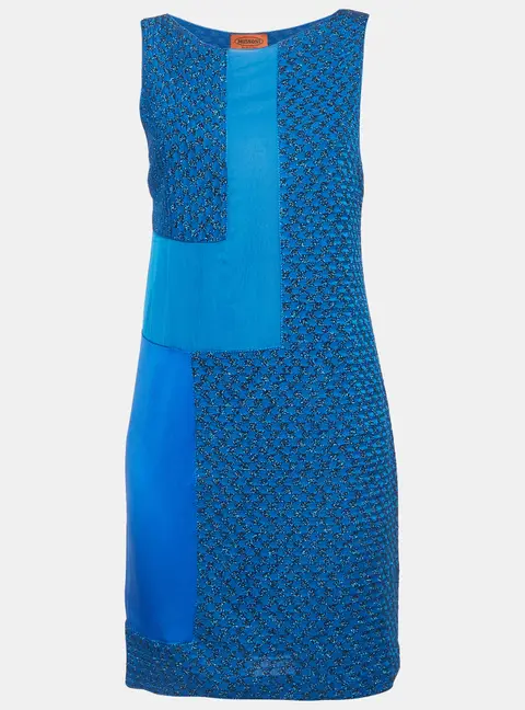 Missoni Blue Lurex Knit Sleeveless Mini Dress M