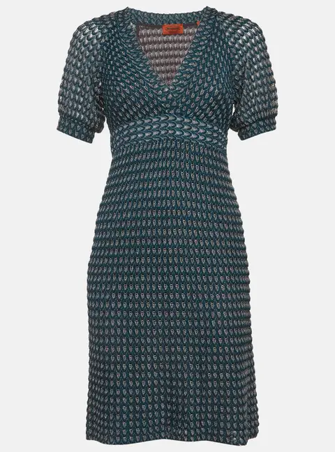 Missoni Teal/Silver Crochet Mini Dress M