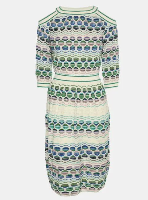 M Missoni Multicolor Knit Cut Out Shoulder Dress S