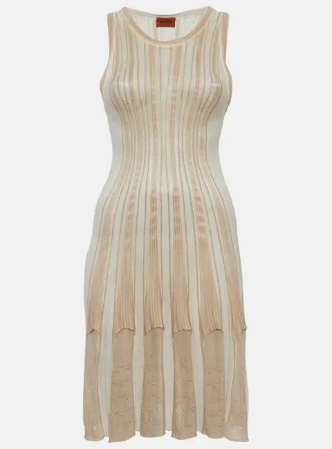 Missoni Beige Lurex Knit Flared Mini Dress S