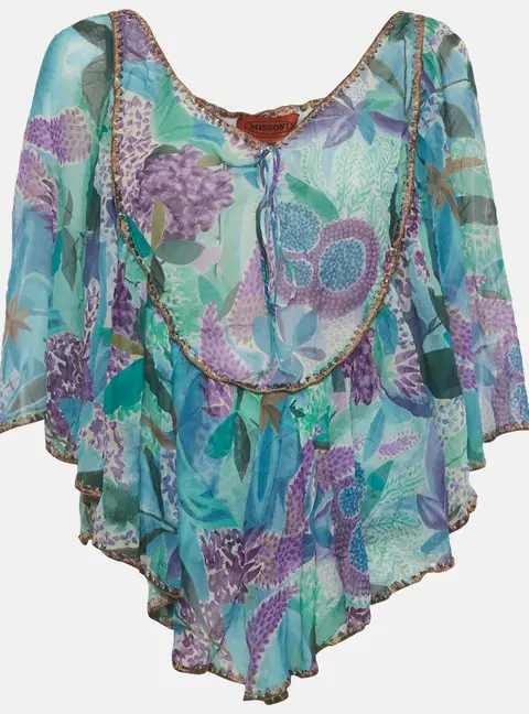 Missoni Blue Printed Silk Blouse M