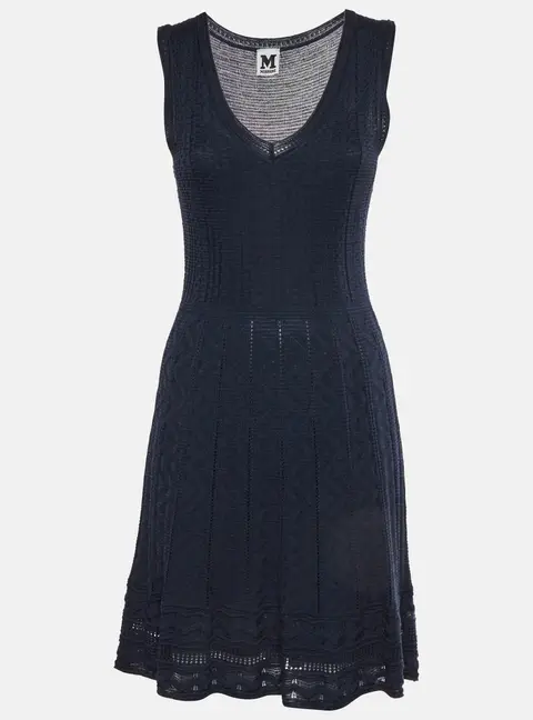 Missoni Navy Blue Knit Sleeveless V-Neck Dress S