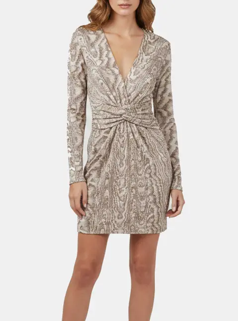 Missoni Beige Metallic Jacquard Knit Twisted Mini Dress S