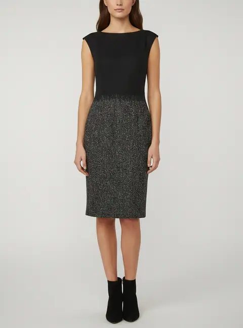 Escada Black Wool Sleeveless Midi Dress M