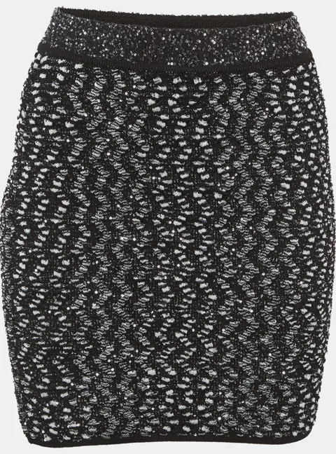 Missoni Black/White Sequins Embellished Jacquard Knit Mini Skirt XS