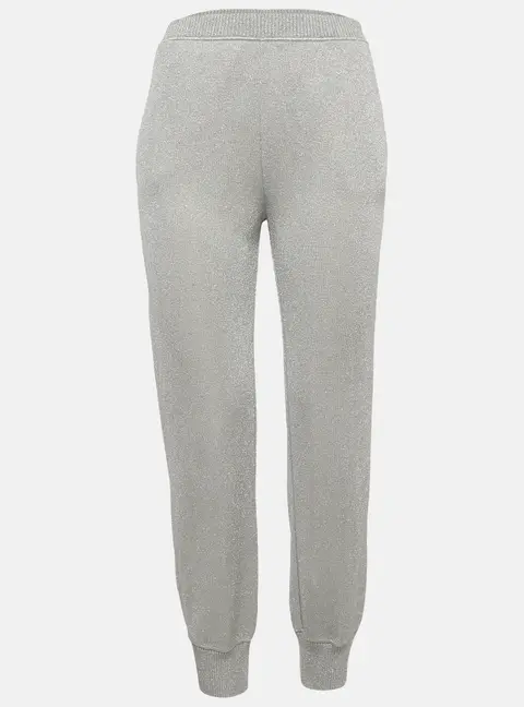 Missoni Silver Lurex Knit Track Pants S