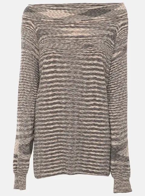 Missoni Beige Stripe Printed Wool Sweater L