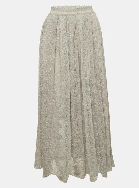 Missoni Grey Lurex Knit Pleated Midi Skirt S
