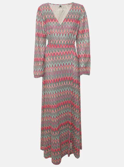M Missoni Multicolor Chevron Knit Maxi Wrap Dress S