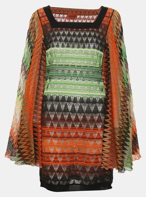 Missoni Multicolor Zig Zag Printed Knit Tunic Dress M