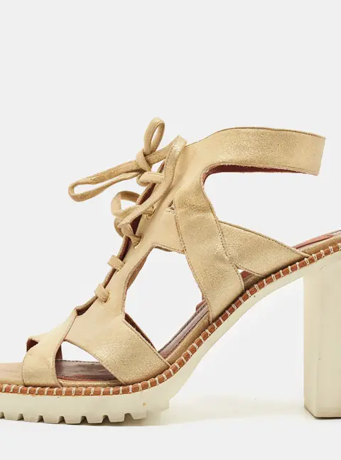 Missoni Gold Leather Ankle Strap Sandals Size 40