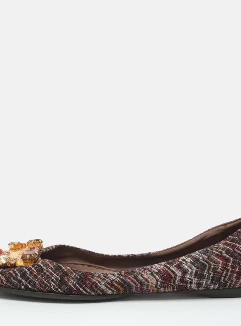 Missoni Embellished Size 41 Multicolor Knit Fabric Ballet Flats