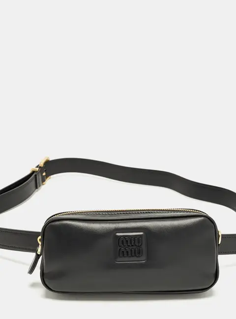 Miu Miu Logo Black Mini Leather Belt Bag