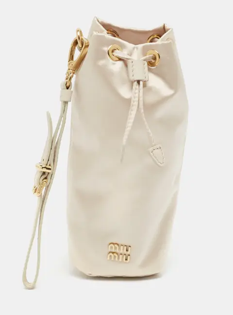 Miu Miu Beige Satin Wristlet Pouch