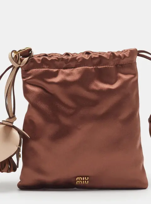 Miu Miu Duchesse Brown Satin Make-Up Bag
