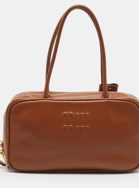 Miu Miu Beau Medium Cognac Soft Leather Top Handle Bag