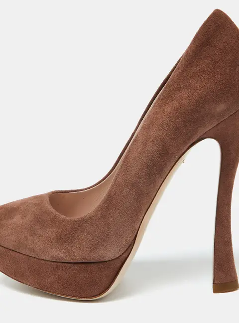 Miu Miu Brown Suede Platform Pumps Size 35