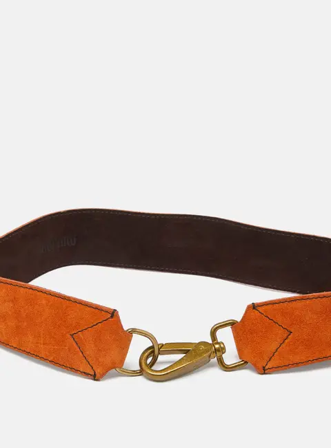 Miu Miu Orange Suede Clasp Belt 70 CM
