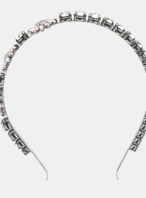 Miu Miu Resin Crystals Silver Tone Head Band