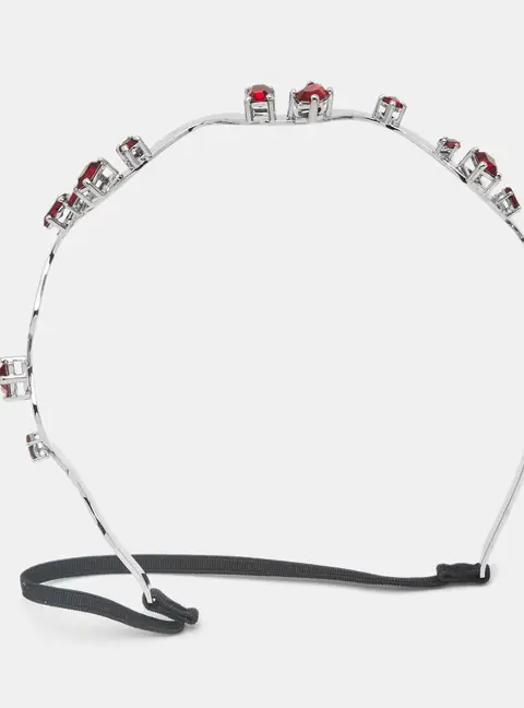 Miu Miu Red Crystals Silver Tone Head Band