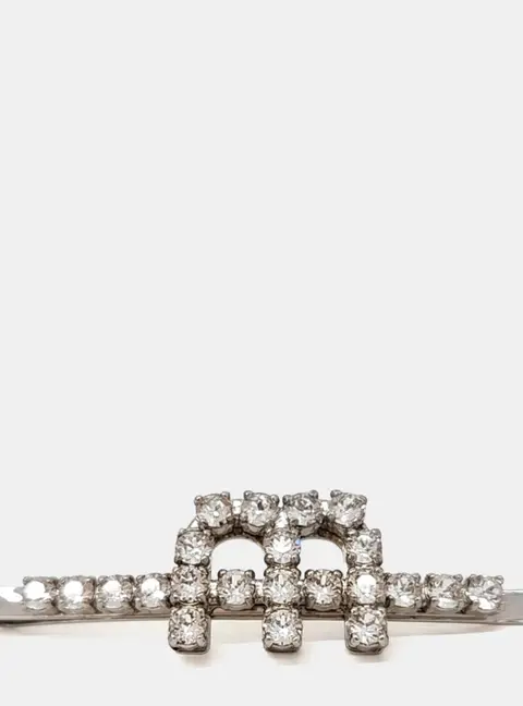Miu Miu Logo Silver Crystal Hairpin