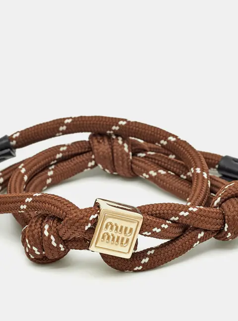 Miu Miu  Cord Leather Gold Tone Bracelet