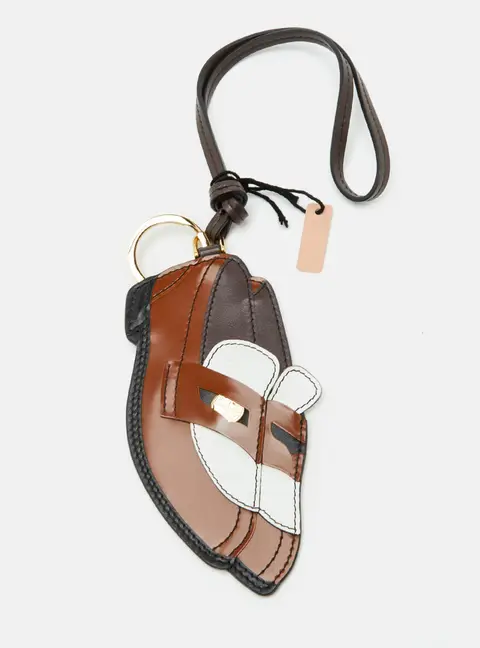 Miu Miu Brown Leather Penny Loafer Keychain Bag Charm
